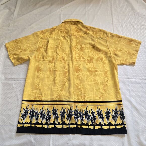 VTG Extreme Gear Hawaiian Shirt Men's XL Yellow/Black Palm Trees Tropical Beach - Picture 4 of 7